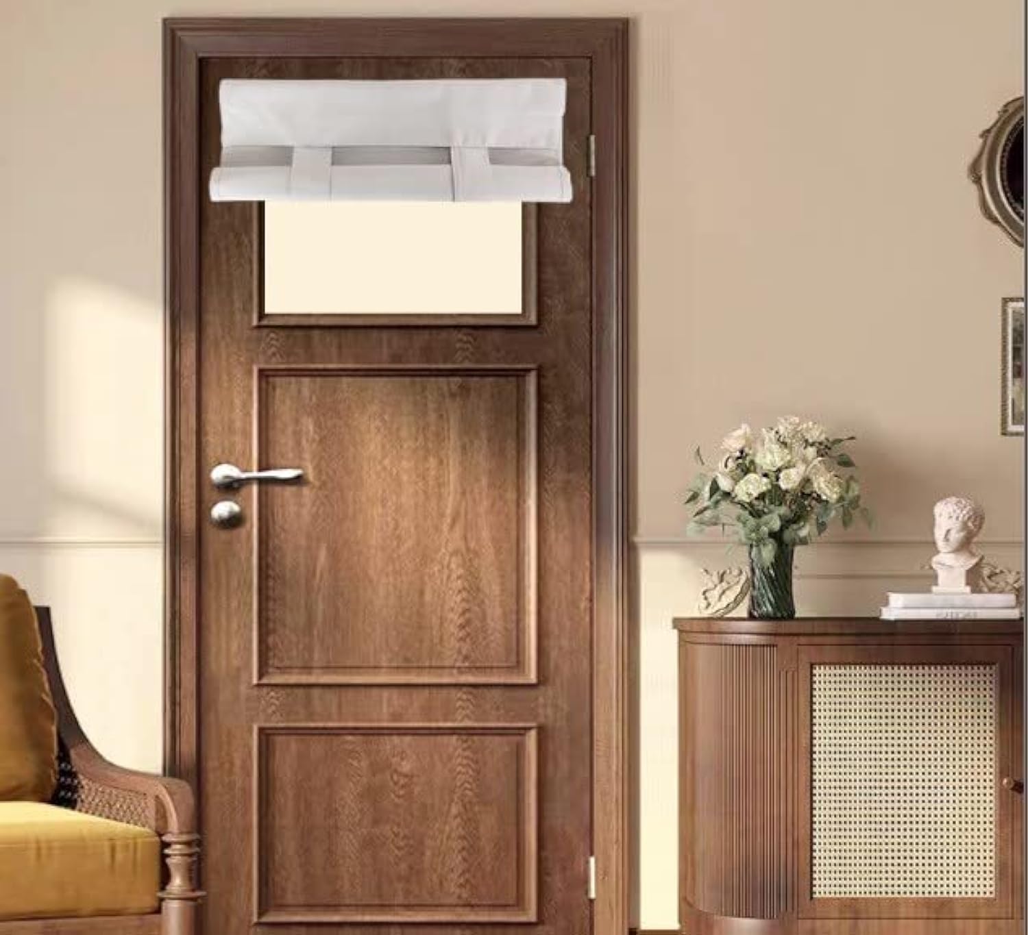 Pi Blackout Small Door Curtain,Privacy Thermal Insulated Door Window Curtain For Small Window/Small Front Door/Office 1 Panel (W26Xl20,White)