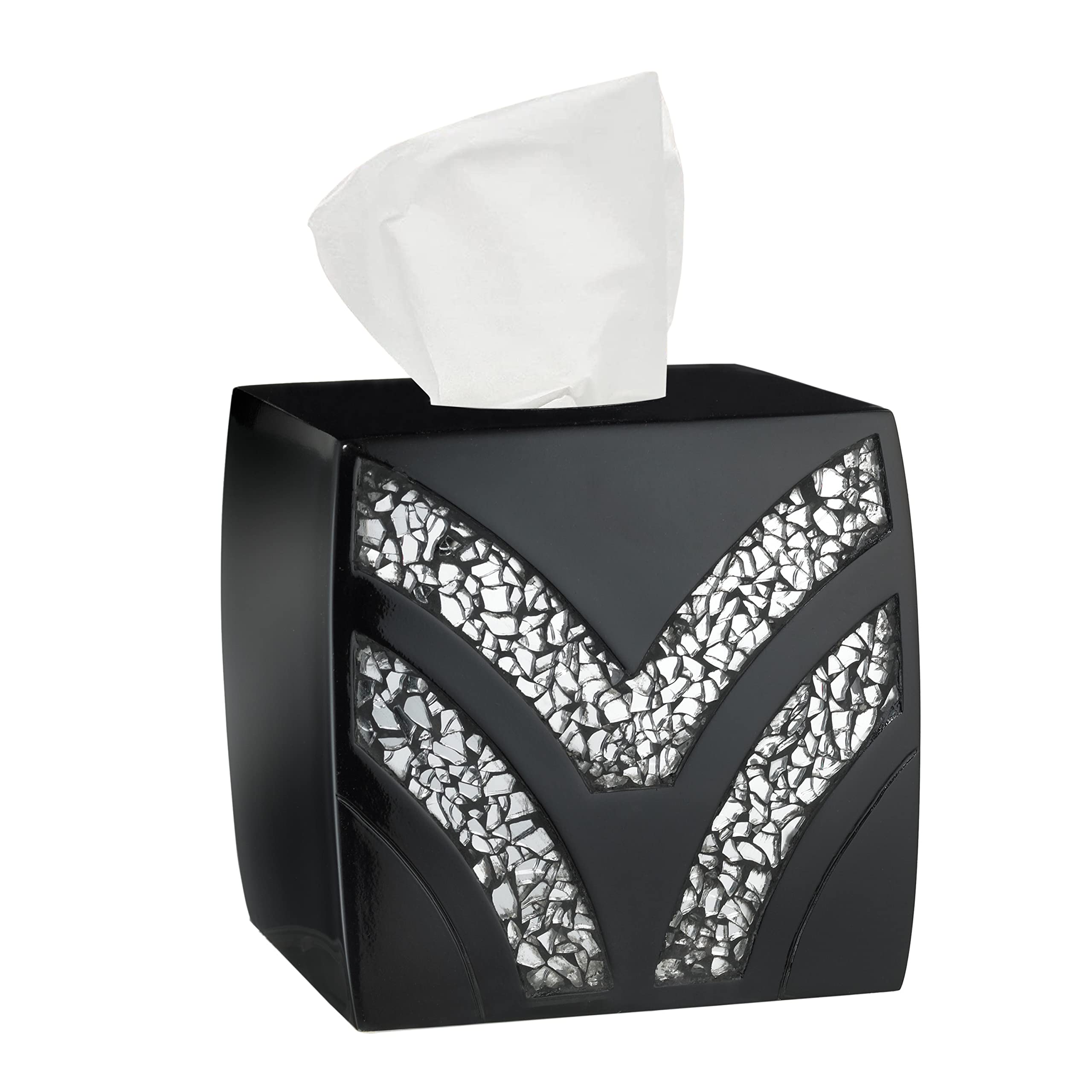 Zahari Home Sinatra Tissue Box Cover Square Tissue Holder for Bathroom Bedroom Living Room, Black