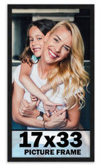 17x33 Frame Black Picture Frame - Complete Modern Photo Frame Includes UV Acrylic Shatter Guard Front, Acid Free Foam Backing Bo