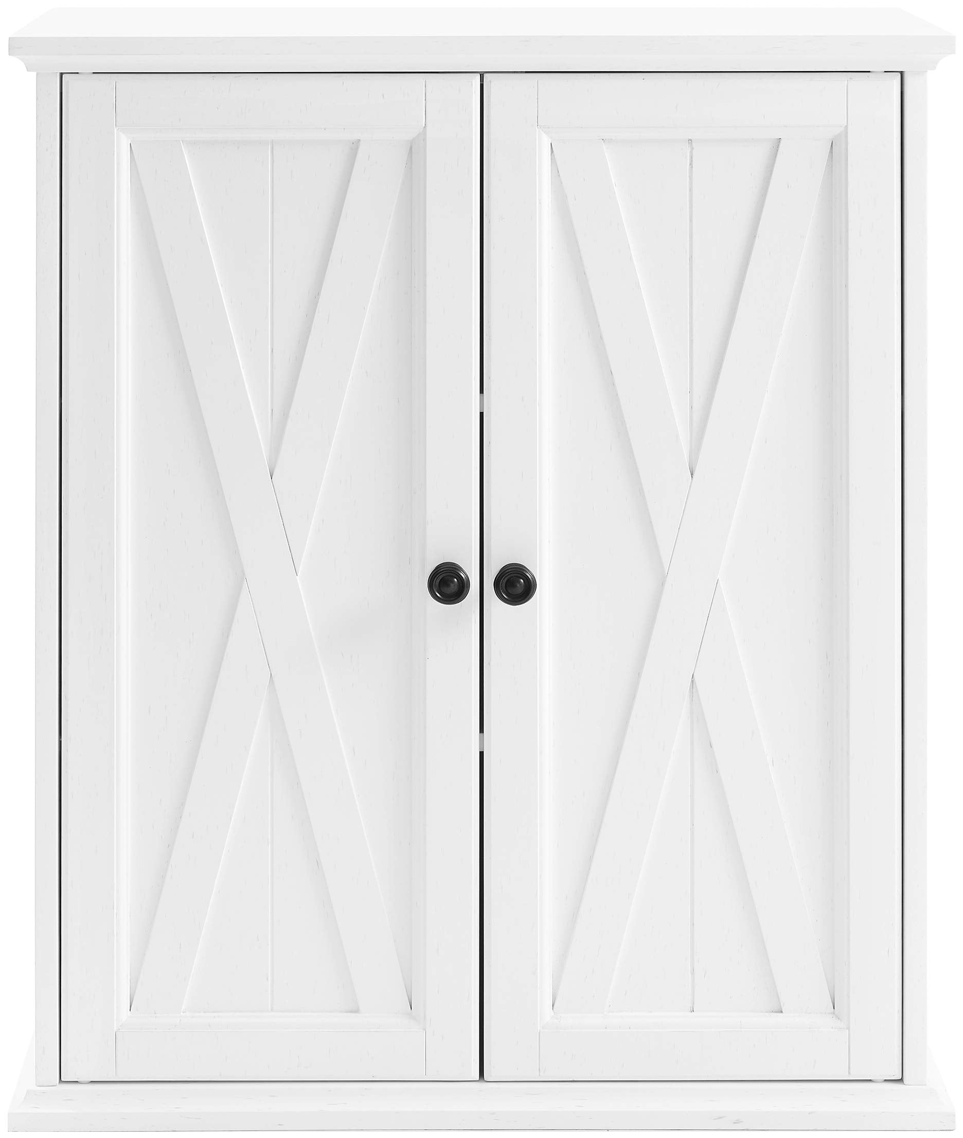 Crosley Furniture Clifton Stackable Pantry Storage Cabinet With Shelves, Kitchen, Dining, Or Laundry Room, Distressed White