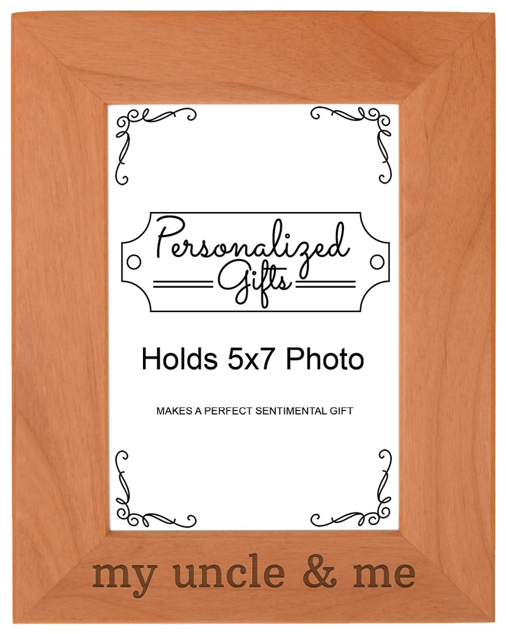 ThisWear Fathers Day Gifts for Uncle and Me Natural Wood Engraved 5x7 Portrait Picture Frame Wood
