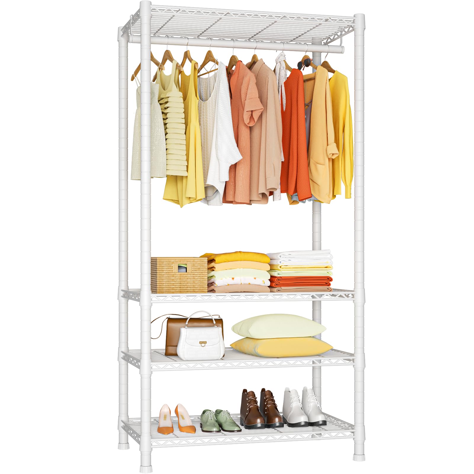 Ulif H2 Heavy-Duty Portable Closets, 4-Tier Freestanding Garment Rack Suit for Small Space and Corner, Closet Organizer System P