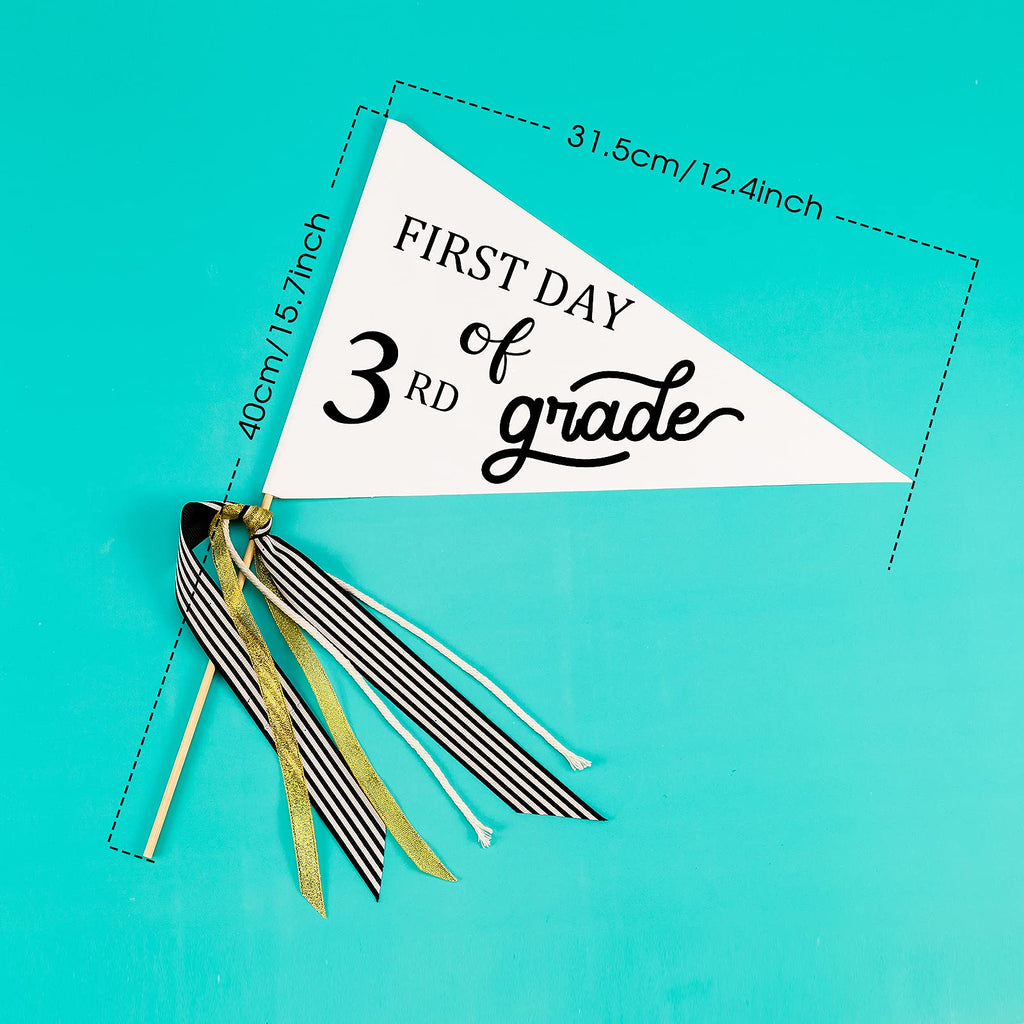 Cinpiuk First Day Of School Flag Diy 2024 Back To School Pennants, First Day Of 3Rd Grade Flag With Ribbons Make Your Own School