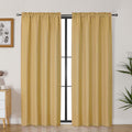 Lecloud Bessie Gold Curtains 72 Inches Long 2 Pcs, Rod Pockets Light Filtering Faux Linen Textured Living Room Curtains for Bedr