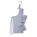 Encasa Xo Kitchen Apron With Oven Gloves & Potholder  Combo Set 100% Cotton  Heat Resistant | Ticking Navy Blue (3 Pcs Set)