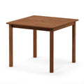 Furinno Fg18006 Tioman Hardwood Patio Furniture Square Table With Umbrella Hole, Natural, 35.4'D X 35.4'W X 29.2'H