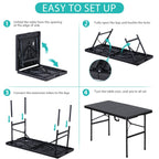 Zenstyle 4 Ft Indoor Outdoor Heavy Duty Plastic Folding Table Portable Picnic Table Fold-In-Half Utility Table W/Handle And Steel Legs For Camping, Dining, Party