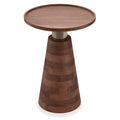 SIMPLIHOME Kramer SOLID ACACIA WOOD 16 inch Wide Round Modern Side Table in Cognac for the Living Room and Bedroom