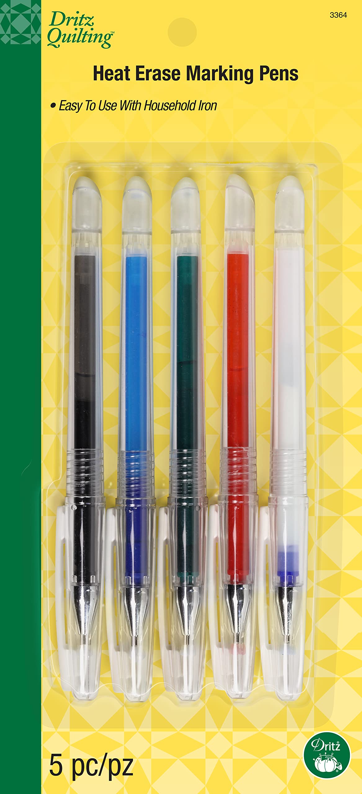 Dritz Heat Erase Pens 5 Count Notion, Units, Assorted Colors