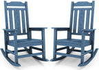 Serwall Blue Outdoor Rocking Chair Set Of 2, All Weather Patio Rocking Chair, Hdpe Poly Rocking Chair For Adults, Heavy Duty Front Porch Rocker