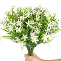 6Pcs Artificial UV Resistant Flowers Outdoor Fake Plants Flowers Star Jasmine White Greenery Plastic Flowers Farmhouse Plants Sh