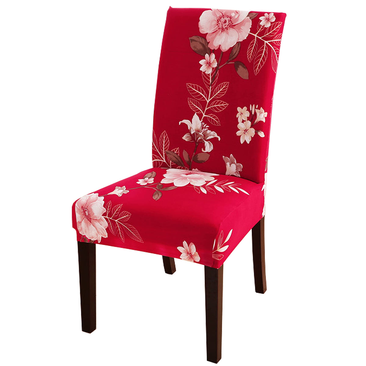 Lalluxy Stretchy Parson Chair Slipcovers For Dining Room Chair Seat Covers Chair Protectors For Party Pet Protection Universal Fit Soft Polyester (Set Of 6, Flowers Red)