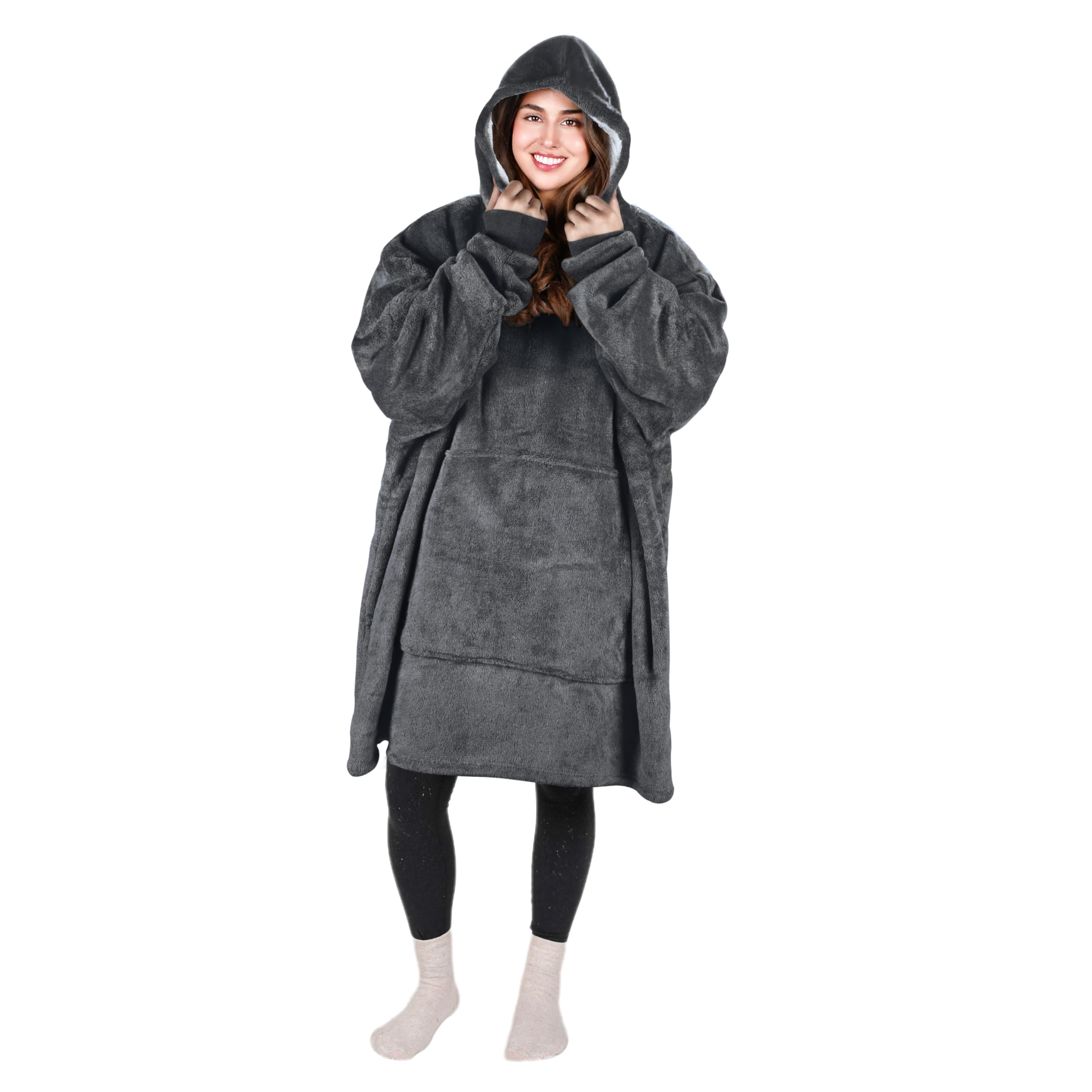 Ash Print Oversized Hoodie Blanket Sweatshirt Comfortable Sherpa Giant Wearable Blankets Gift For Adults Men Women Teenagers Wif