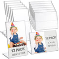 Yulejo 24 Pieces Acrylic Frame Stands Sign Holder Clear Flyer Display Stand Slant Back Picture For Home Office Desktop, Vertical