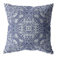 HomeRoots Indigo On White Broadcloth 16â€ Indigo White Boho Ornate Indoor Outdoor Throw Pillow