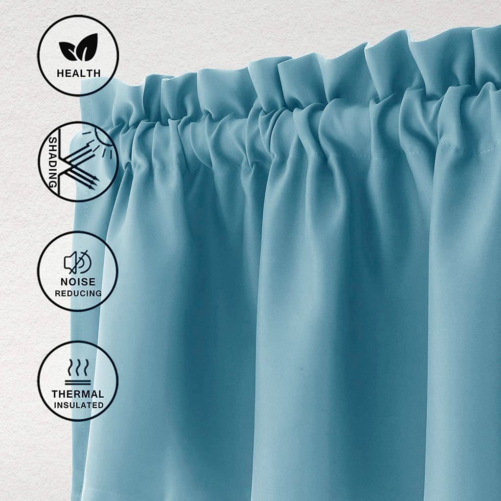 Hiasan Valance Curtains For Kitchen Blackout Thermal Insulated Solid Window Curtain Valance, Stone Blue, 42 X 18 Inches, 1 Panel