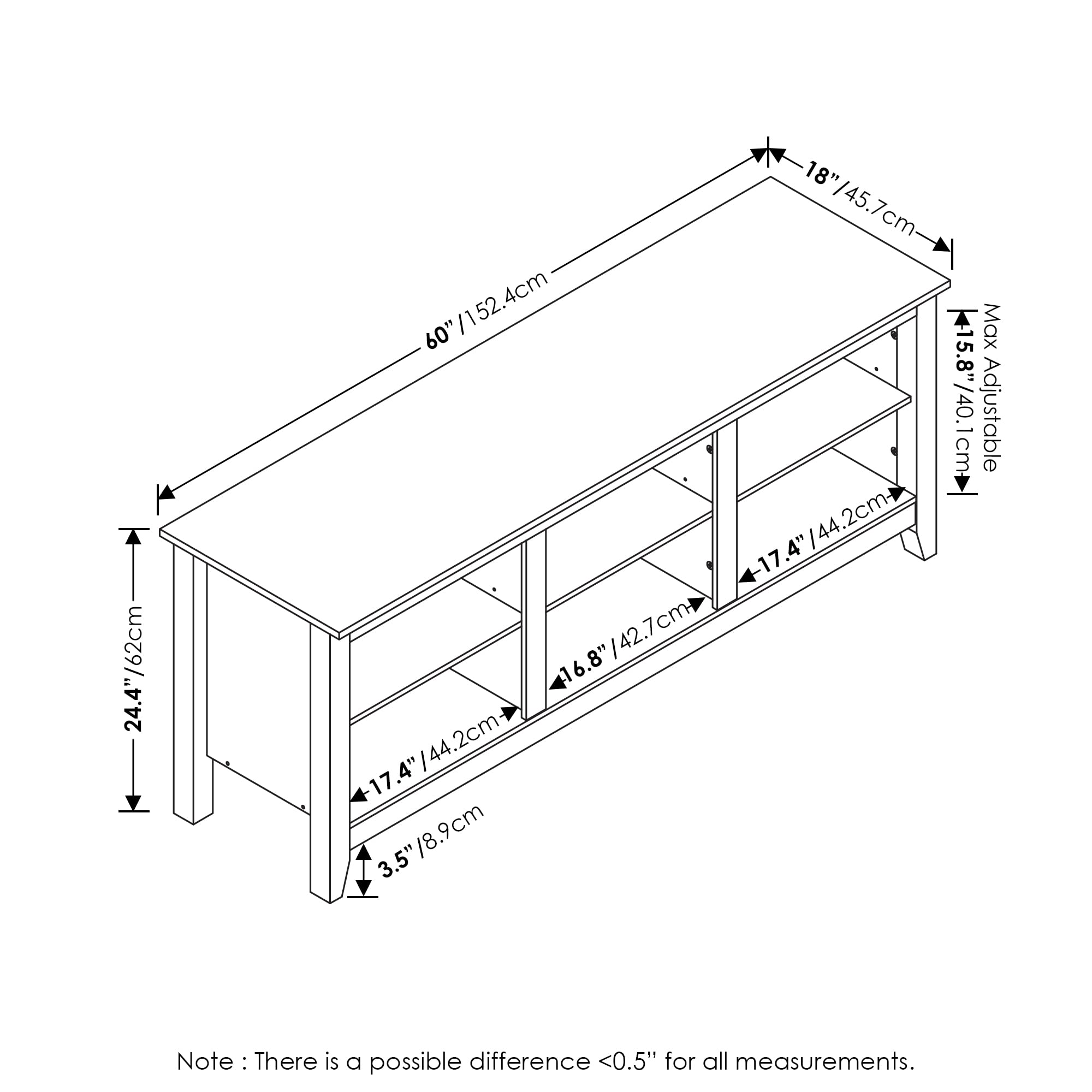 Furinno Jensen Entertainment Center For Tv Up To 65 Inch, 65-Inch, Americano