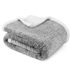 Pavilia Melange Light Gray Sherpa Blanket Throw Couch, Warm Soft Cozy Reversible Blanket Sofa Bed, Thick Plush Large Fleece Car