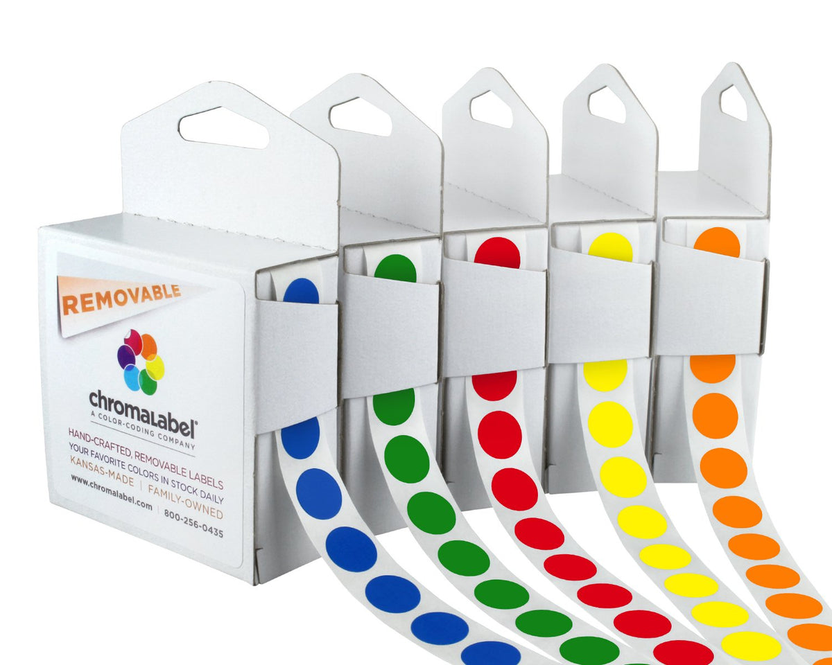 Removable Color Code Dot Label Kit, 5 Assorted Standard Colors, 1000/D ...