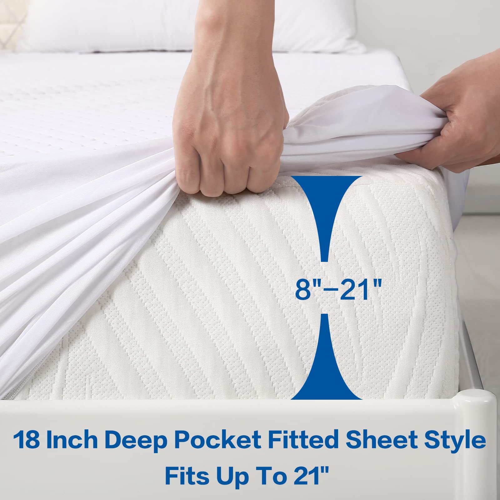 Meritlife Premium 100% Waterproof Mattress Protector Cal King Size,Cooling Breathable California King Mattress Pad Cover 3D Air