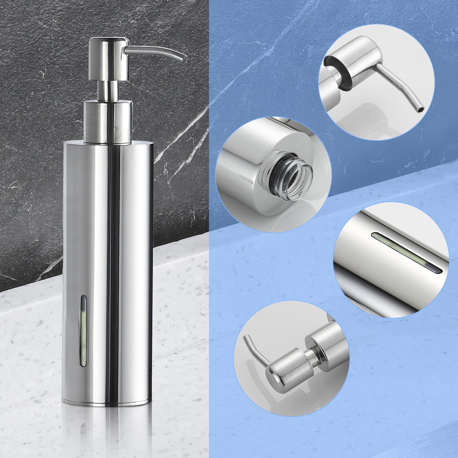 Tinyrow Wall Mounted Soap Dispenser Wall Mount Soap Dispenser Stainless Steel Soap Dispenser Bathroom Chrome