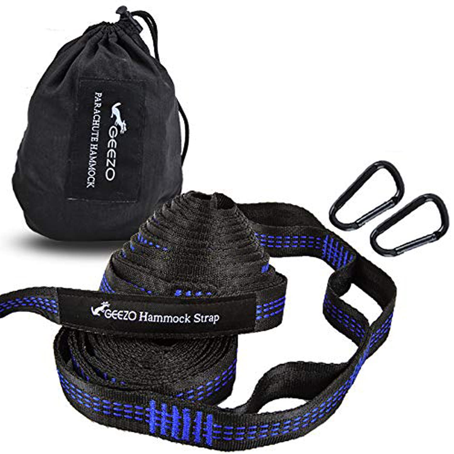 Geezo Hammock Straps, 40 Loops Combined With Two Extra Long 10Ft Xl Hammock Straps Heavy Duty Triple Stitched Non-Stretch Polyes