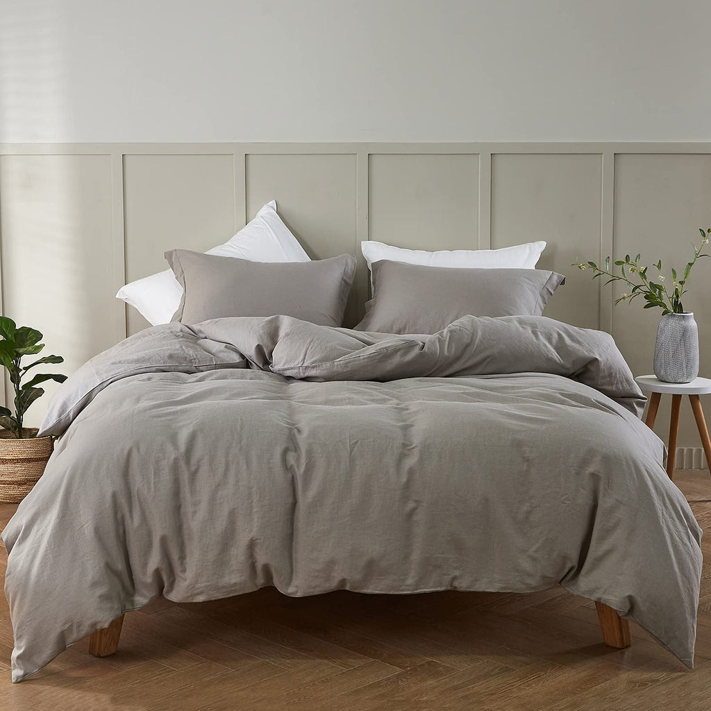 Simple&Opulence French Linen Duvet Cover Set 78'' x 86''- 3 Pieces (1 Comforter Cover,2 Pillowcases)- Natural Flax Cotton Blend-