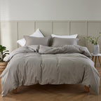 Simple&Opulence French Linen Duvet Cover Set 78'' x 86''- 3 Pieces (1 Comforter Cover,2 Pillowcases)- Natural Flax Cotton Blend-
