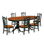 East West Furniture PLDO7-BCH-W 7 Piece Dining Room Table Set Consist of an Oval Wooden Table with Butterfly Leaf and 6 Kitchen Dining Chairs, 42x78 Inch, Black & Cherry