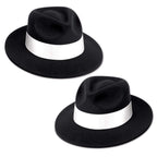 Beistle 60057-25 25 Piece Velour Fedora Hats With Bands, Black/White