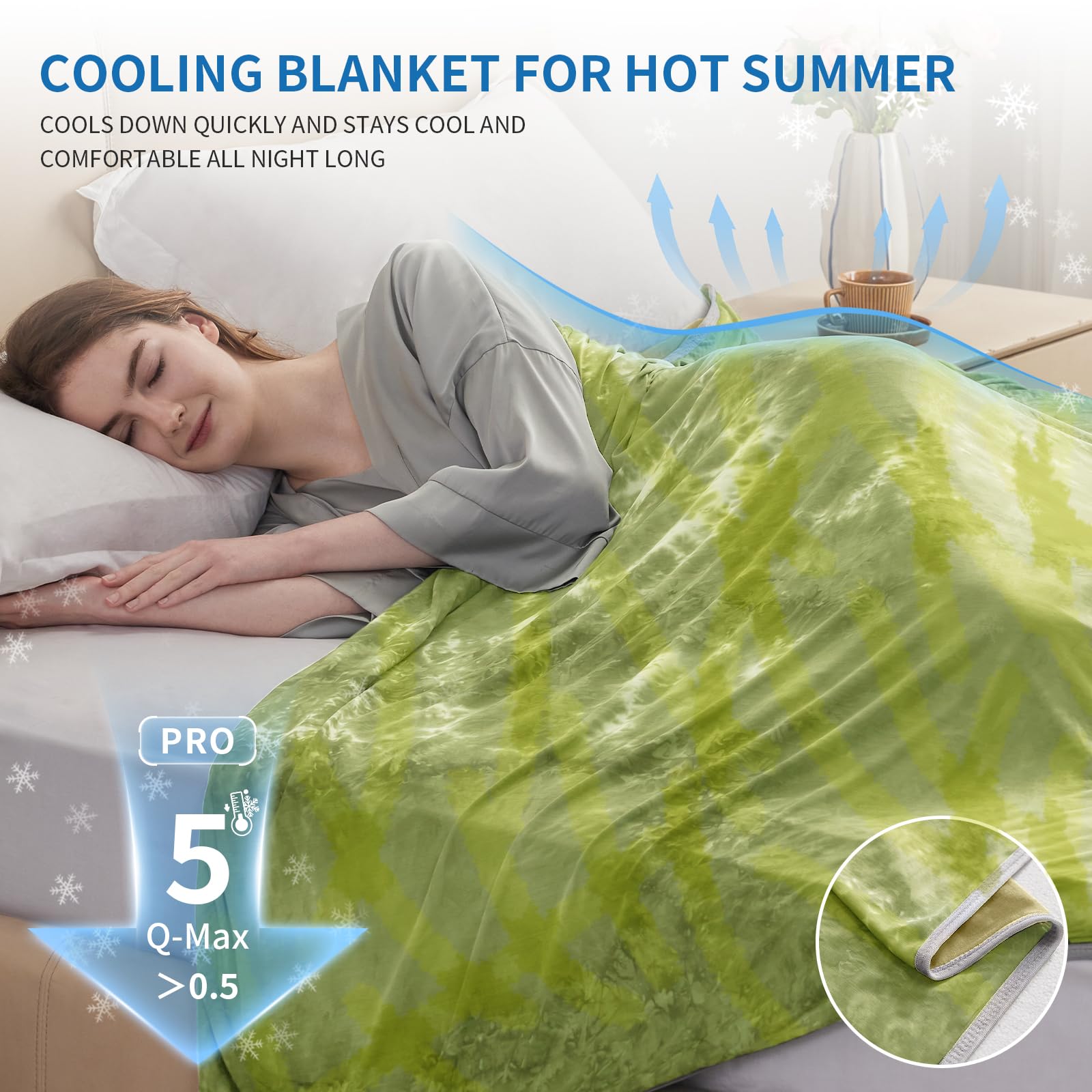 Guohaoi Cooling Blanket Full Size Summer Blanket Tie Dye For Hot Sleepers Lightweight Breathable Bed Blanket, Arc-Chill Q-Max >0