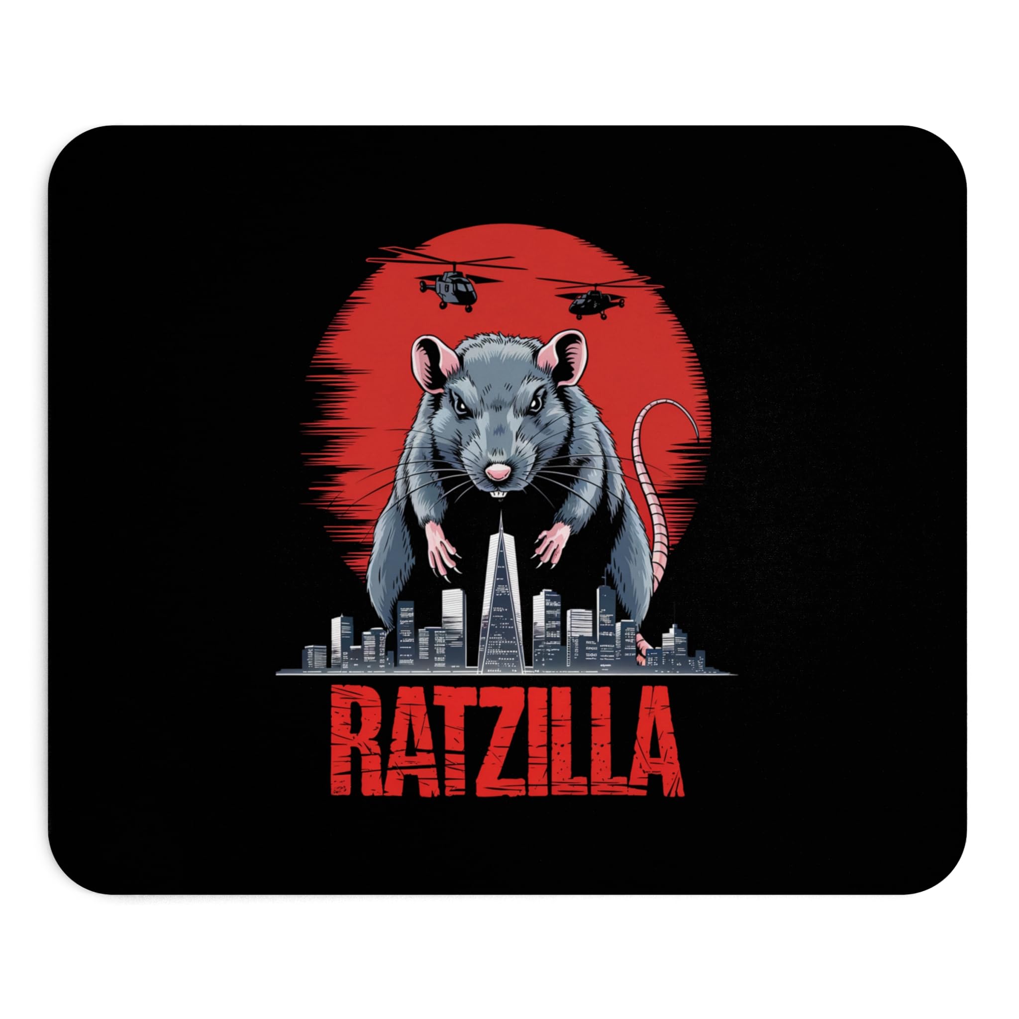 Ratzilla Funny Rat Meme Mousepad Hilarious Office Desk Accessory Cute Rat Lover Gift Joke Mouse Pad for Work from Home Decor Gam