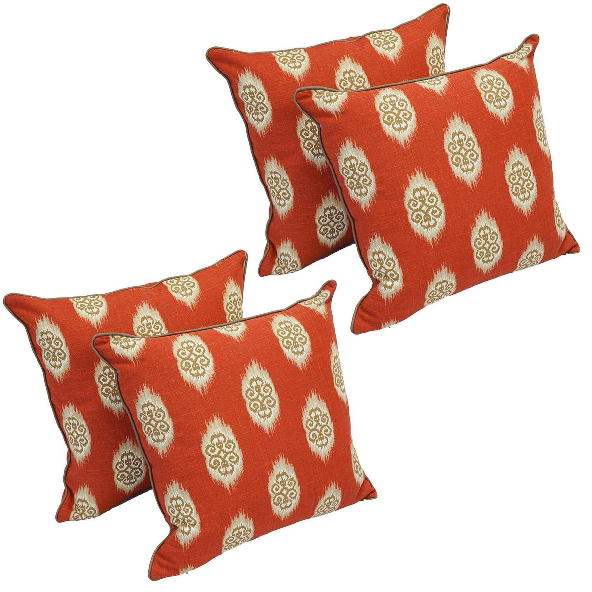 Blazing Needles Corded Printed Throw Pillow, 18&quot;, Red Exotic Imprints 4 Count