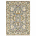 HomeRoots 509295 10 x 13 ft. Gray Ivory Orange Teal Green Charcoal Blue & Red Oriental Power Loom Stain Resistant Rectangle Area Rug with Fringe