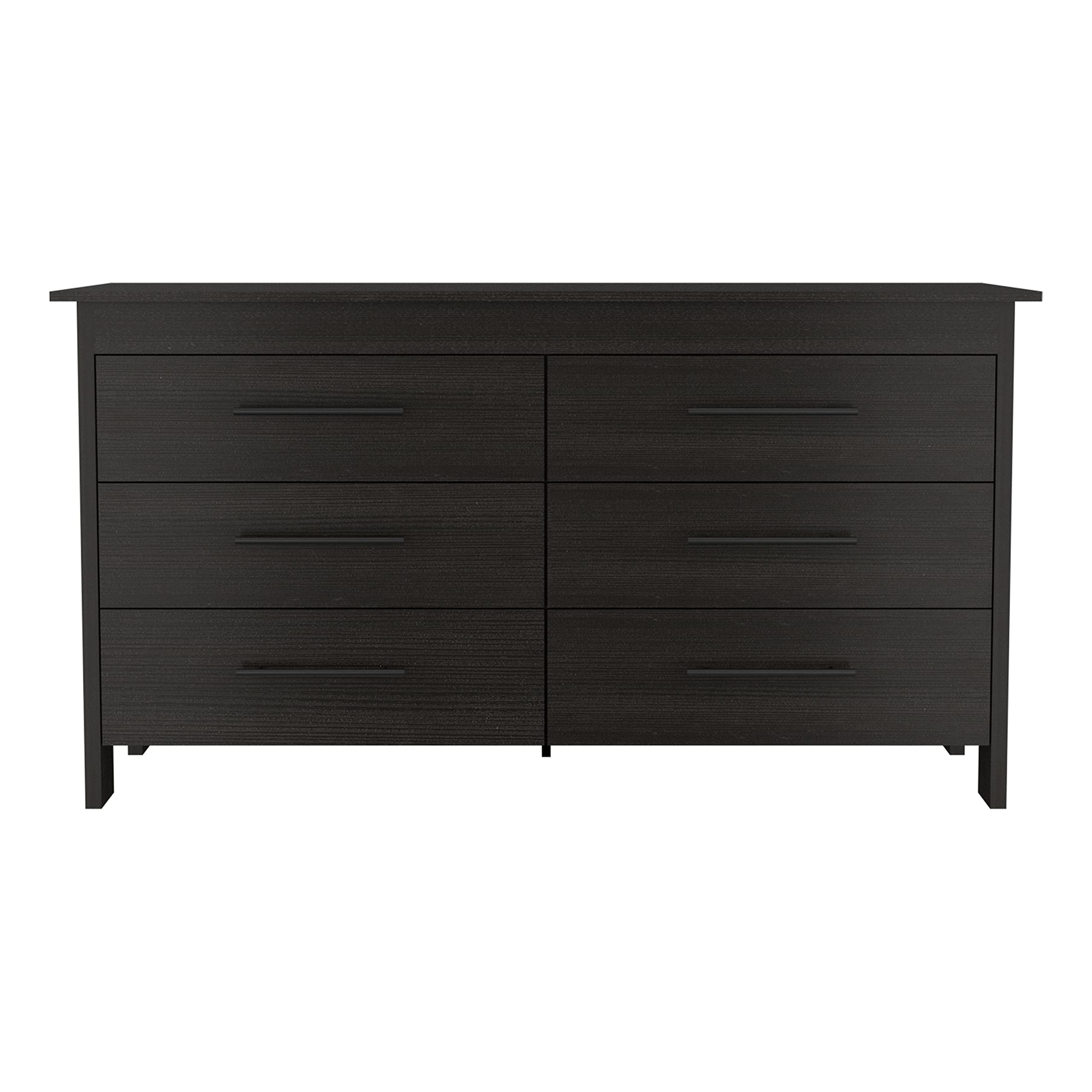 Paris 6 Drawer Double Dresser - Black