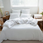 Simple&Opulence 100% Linen Duvet Cover Set, 3 PCS Pure Natural French Flax White Duvet Cover King Size, Breathable Soft Comfy Li