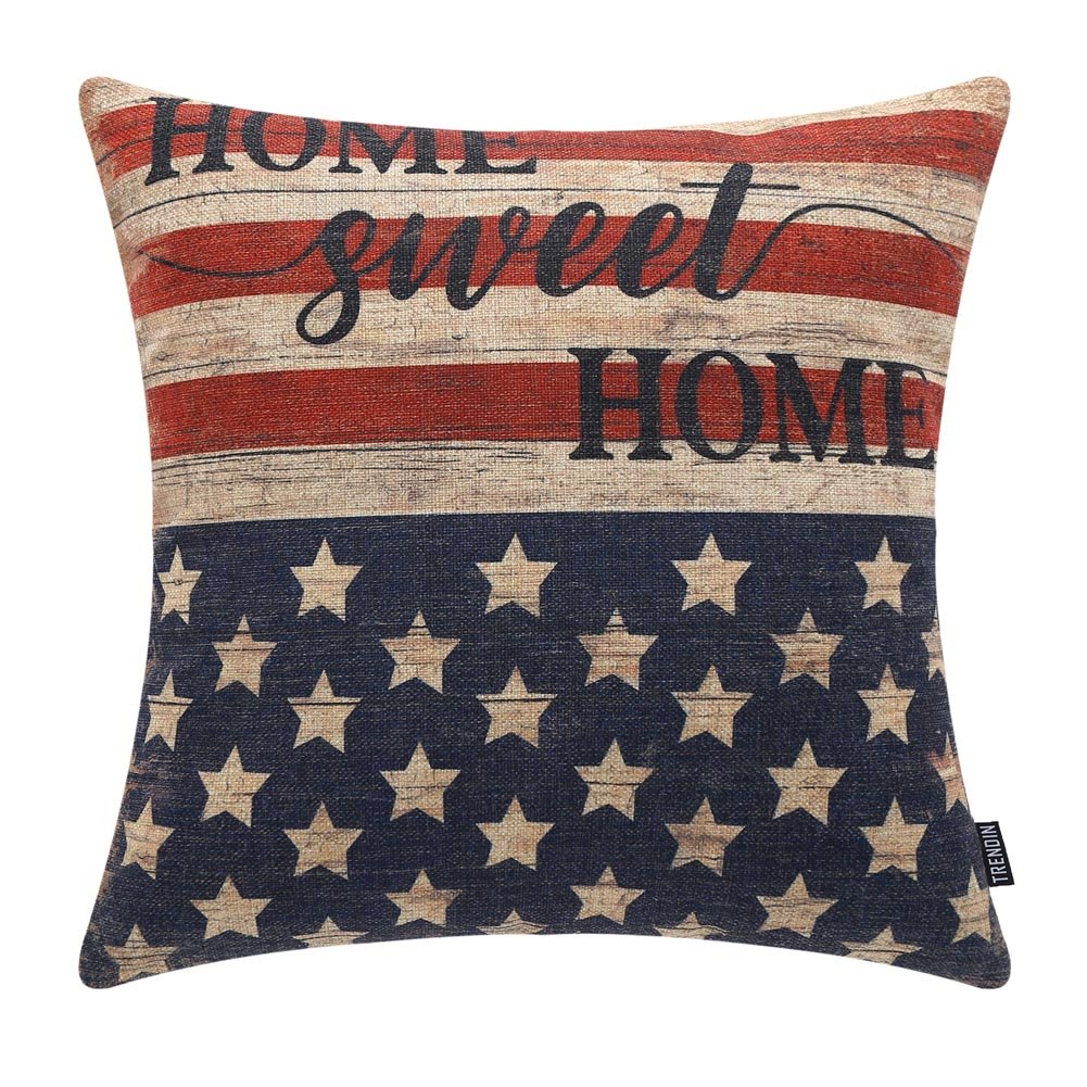 Trendin 18' X 18' Vintage Independence Day Gift Home Sweet Home Linen Cushion Cover Throw Pillow Case Sofa Pl152Tr