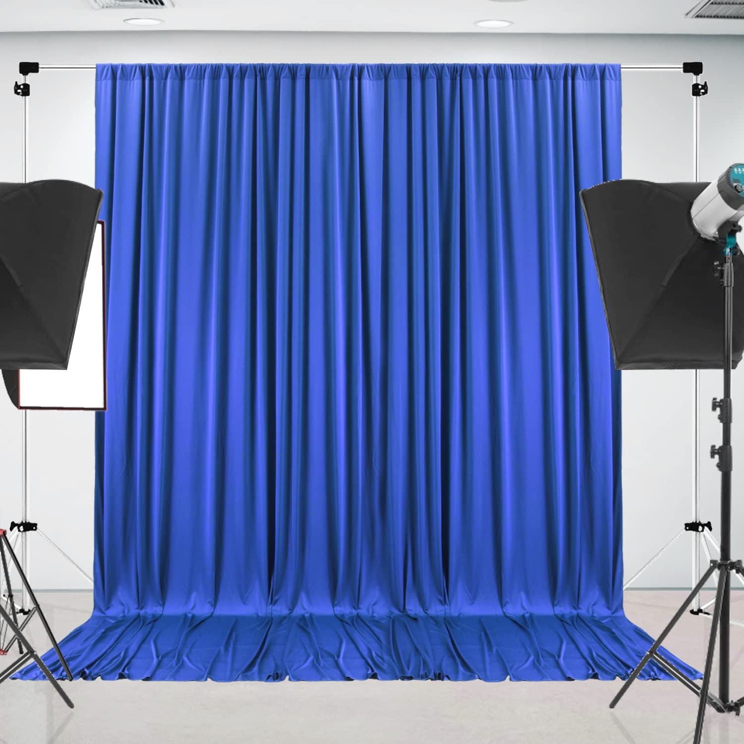 10 Ft X 10 Ft Royal Blue Wrinkle Free Backdrop Curtain Panels, Polyester Photography Backdrop Drapes, Wedding Party Home Decorat