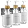 MaisoNovo Shampoo and Conditioner Dispenser - Shower Soap Dispenser Wall Mounted - 16.9 fl oz Set of 3 Clear Plastic Bottles Whi