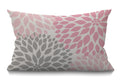 Smooffly Dahlia Flower Throw Pillow Case Cover Abstract Elegant Floral Petal Pink Grey And White Decorative Cotton Linen Oblong