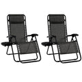 Goplus Zero Gravity Chair, Adjustable Folding Reclining Lounge Chair With Pillow And Cup Holder, Patio Lawn Recliner For Outdoor Indoor Pool Camp Yard (Grey, Set Of 2)