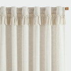 Jinchan Linen Blend Curtains With Tassels, Curtains For Living Room 90 Inches Long, Boho Curtains, Rod Pocket Back Tab Flax Farmhouse Curtains For Bedroom Light Filtering Window Curtain Set 2 Panels