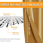 Hiasan Blackout Curtains For Bedroom, 52 X 63 Inches Length - Thermal Insulated & Light Blocking Window Curtains For Living Room, 2 Drape Panels Sewn With Tiebacks, Pumpkin Orange