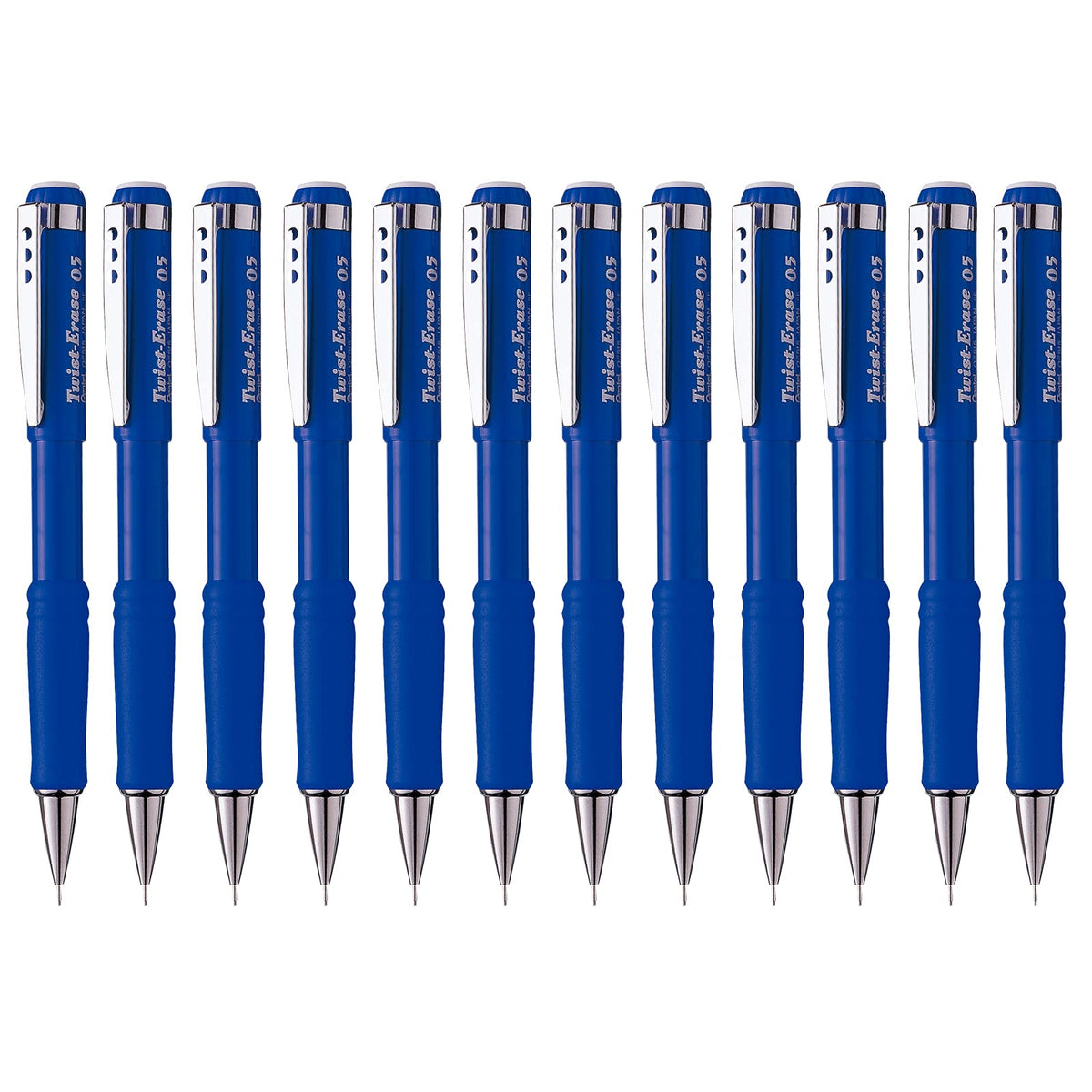 Pentel Twist-Erase Iii Mechanical Pencil, 0.5Mm, Blue Barrel, 12 Pack (Qe515C)