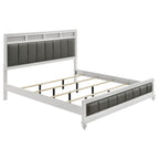 Coaster Home Furnishings Barzini Modern Classic 4-Piece Bedroom Set Leatherette Upholstered Eastern King Size Panel Bed Frame 56-inch Headboard White 205891KE-S4
