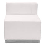 Flash Furniture HERCULES Alon Series White LeatherSoft Chair with Brushed Stainless Steel Base