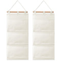 Riakrum 2 Pcs Fish Extenders Hanging Organizer with Pockets Wall Hanging Storage Bag Linen Cotton Fabric 3 Pockets Hanging Bag f