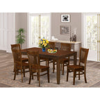 East West Furniture LYVA7-ESP-W Lynfield 7 Piece Set Consist of a Rectangle Dining Room Table with Butterfly Leaf and 6 Wooden Seat Chairs, 36x66 Inch