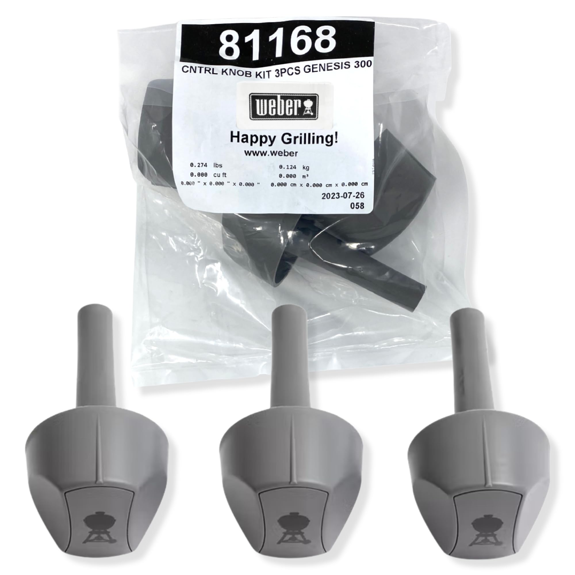 3 Pack Weber 81168 Knobs For Genesis 300 Series Grills (2007-2010)