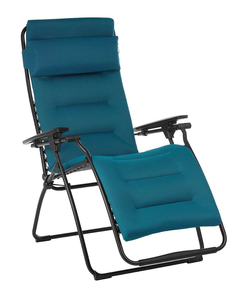 HomeRoots Zero Gravity Recliner - Black Frame - Coral Blue Fabric